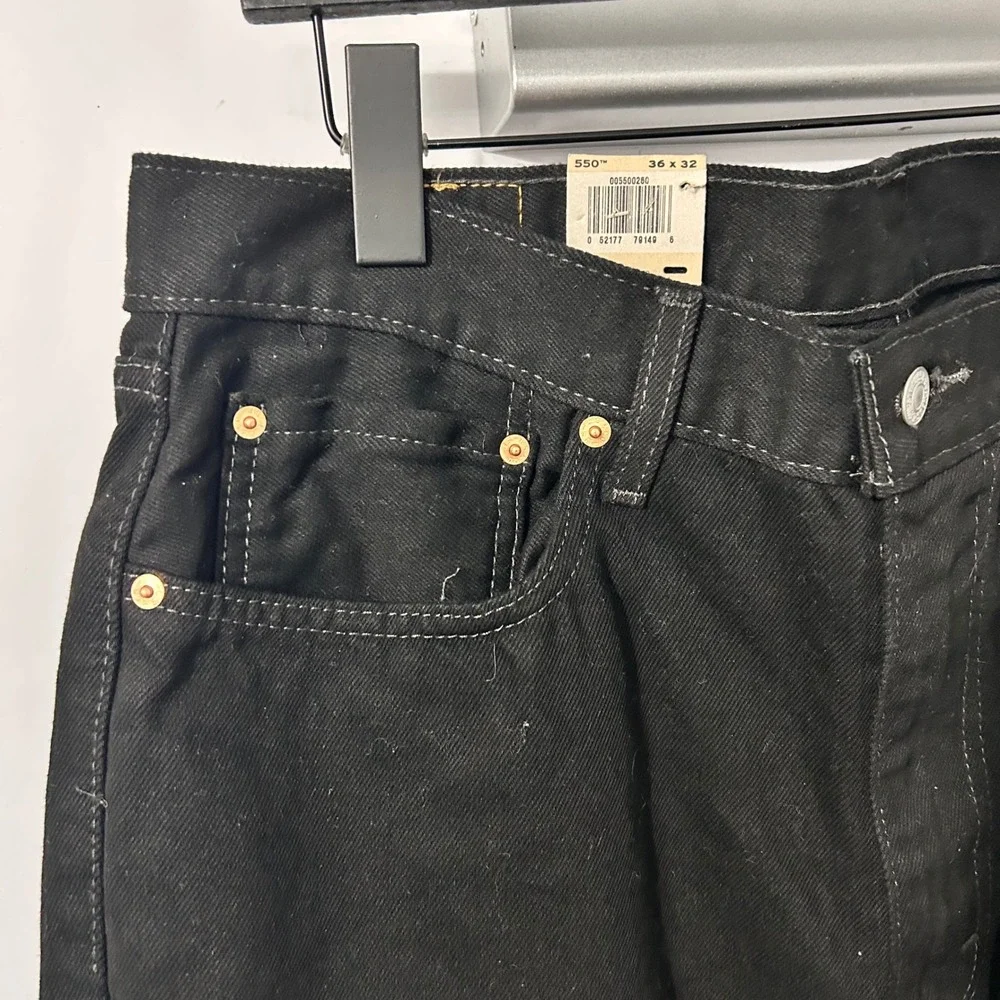 Levis 550 Relaxed Fit Tapered Leg Jeans Mens 36x32 Black Denim